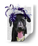 Labrador Negro Con Fascinador Azul. - Fab Funky | Cuadro decorativo de Canvas Lab