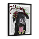 Labrador Negro Con Fascinador Verde - Fab Funky | Cuadro decorativo de Canvas Lab