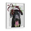 Labrador Negro Con Fascinador Verde - Fab Funky | Cuadro decorativo de Canvas Lab