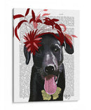 Labrador Negro Con Fascinador Rojo. - Fab Funky | Cuadro decorativo de Canvas Lab