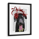 Labrador Negro Con Fascinador Rojo. - Fab Funky | Cuadro decorativo de Canvas Lab