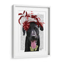 Labrador Negro Con Fascinador Rojo. - Fab Funky | Cuadro decorativo de Canvas Lab