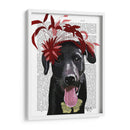Labrador Negro Con Fascinador Rojo. - Fab Funky | Cuadro decorativo de Canvas Lab