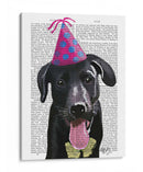Labrador Negro Con Sombrero De Fiesta - Fab Funky | Cuadro decorativo de Canvas Lab
