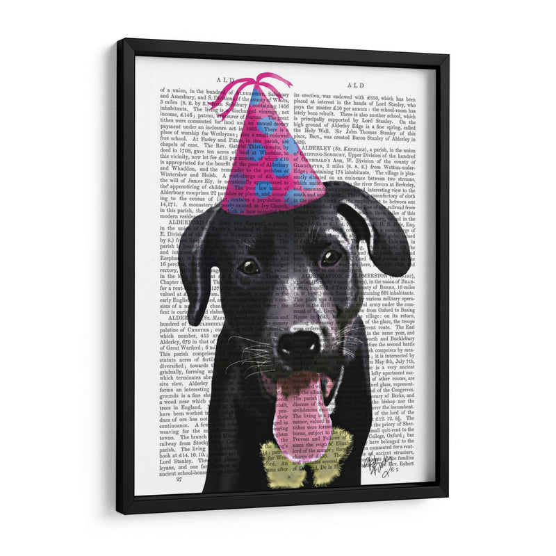 Labrador Negro Con Sombrero De Fiesta - Fab Funky | Cuadro decorativo de Canvas Lab