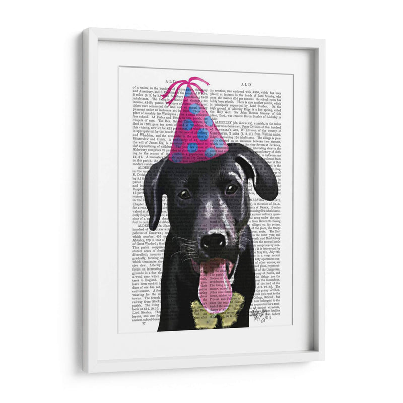 Labrador Negro Con Sombrero De Fiesta - Fab Funky | Cuadro decorativo de Canvas Lab