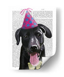 Labrador Negro Con Sombrero De Fiesta - Fab Funky | Cuadro decorativo de Canvas Lab