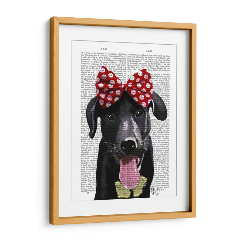 Labrador Negro Con Lazo Rojo En La Cabeza - Fab Funky | Cuadro decorativo de Canvas Lab