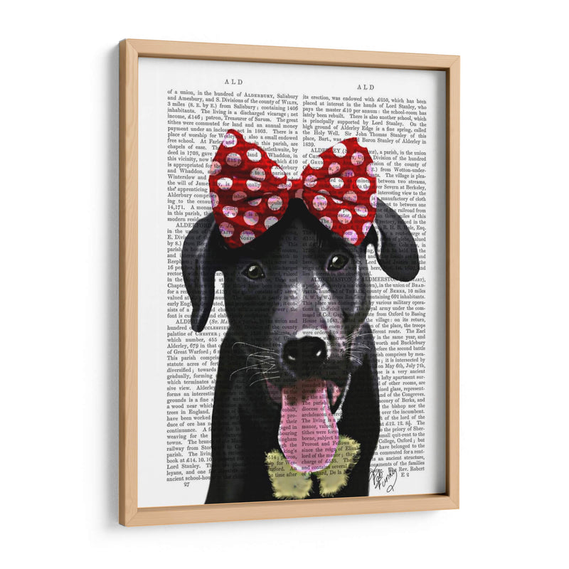 Labrador Negro Con Lazo Rojo En La Cabeza - Fab Funky | Cuadro decorativo de Canvas Lab