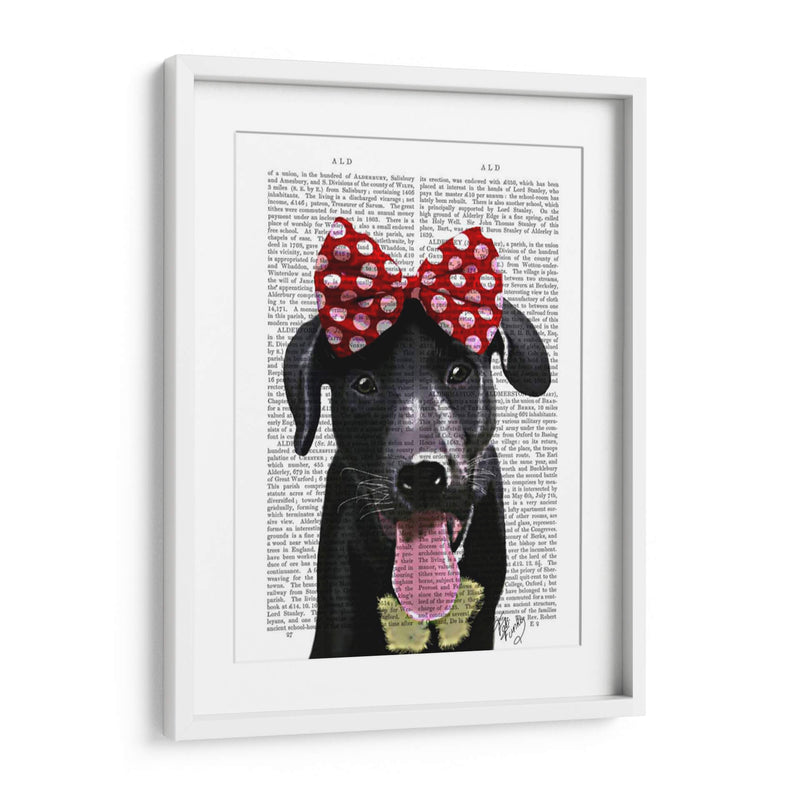 Labrador Negro Con Lazo Rojo En La Cabeza - Fab Funky | Cuadro decorativo de Canvas Lab