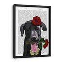 Labrador Negro Con Rosas - Fab Funky | Cuadro decorativo de Canvas Lab