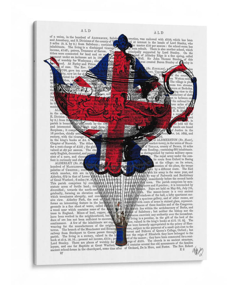 Union Jack Flying Tetera - Fab Funky | Cuadro decorativo de Canvas Lab