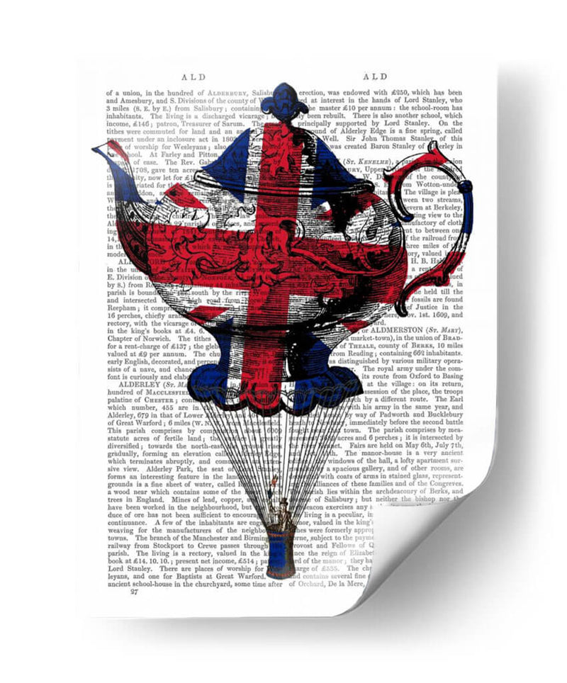 Union Jack Flying Tetera - Fab Funky | Cuadro decorativo de Canvas Lab