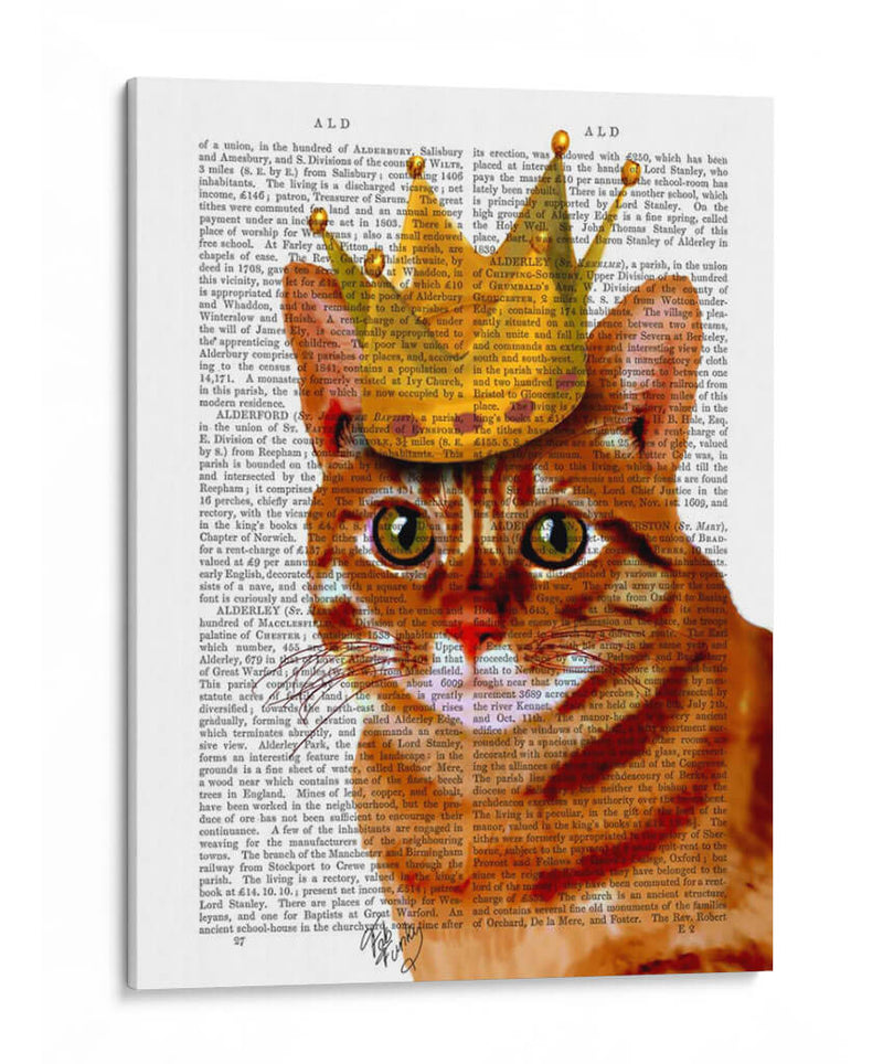 Gato De Jengibre Con Corona Portrai - Fab Funky | Cuadro decorativo de Canvas Lab