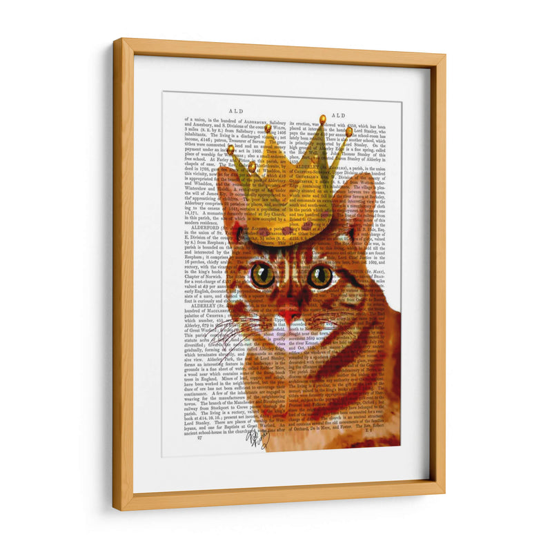 Gato De Jengibre Con Corona Portrai - Fab Funky | Cuadro decorativo de Canvas Lab