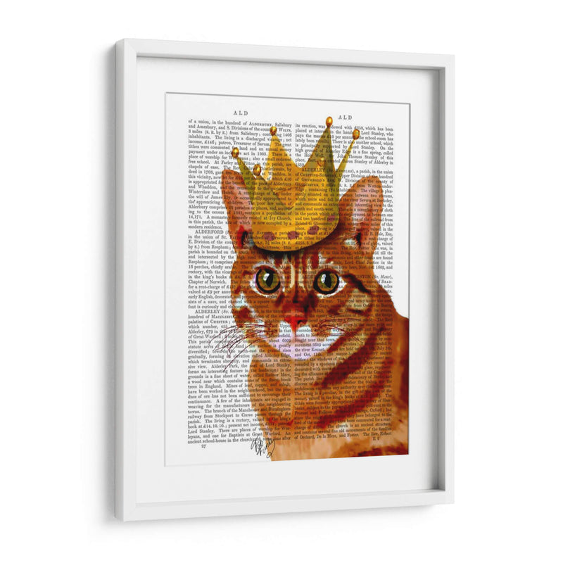 Gato De Jengibre Con Corona Portrai - Fab Funky | Cuadro decorativo de Canvas Lab