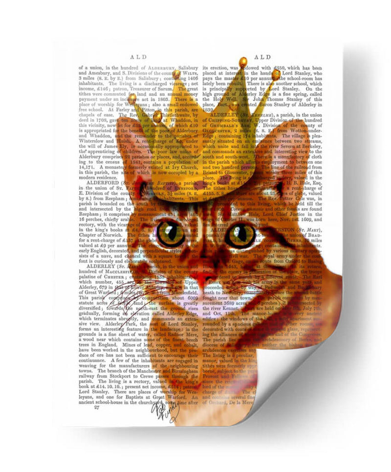 Gato De Jengibre Con Corona Portrai - Fab Funky | Cuadro decorativo de Canvas Lab