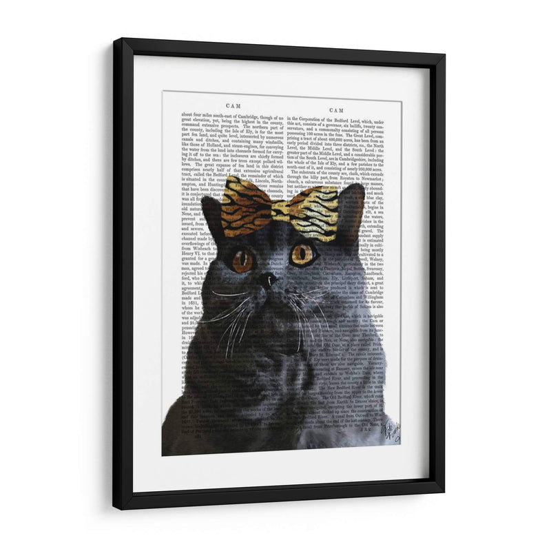 Gato Gris Con Arco Leopardo - Fab Funky | Cuadro decorativo de Canvas Lab