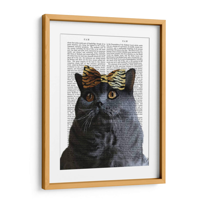 Gato Gris Con Arco Leopardo - Fab Funky | Cuadro decorativo de Canvas Lab