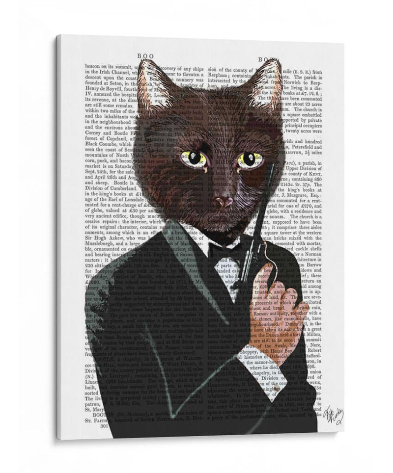 James Bond Cat - Fab Funky | Cuadro decorativo de Canvas Lab