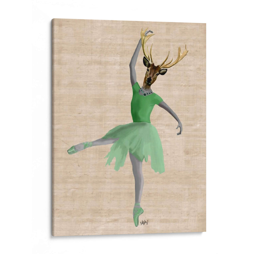 Ciervos De Ballet En Verde - Fab Funky | Cuadro decorativo de Canvas Lab