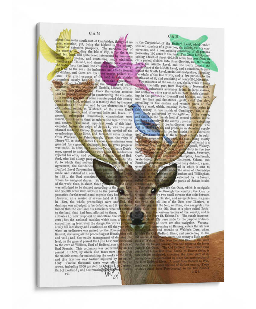 Los Ciervos Y Las Aves Anidan Tonos En Colores Pastel. - Fab Funky | Cuadro decorativo de Canvas Lab