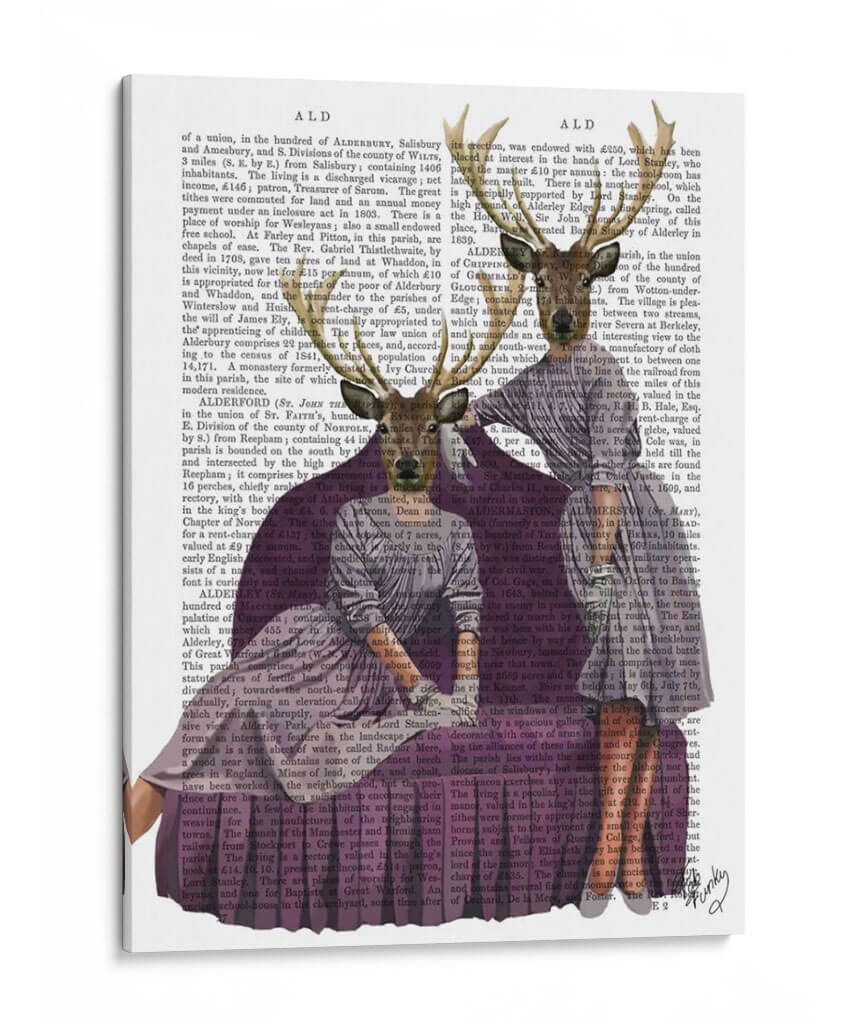 Twins Deer En Púrpura - Fab Funky | Cuadro decorativo de Canvas Lab