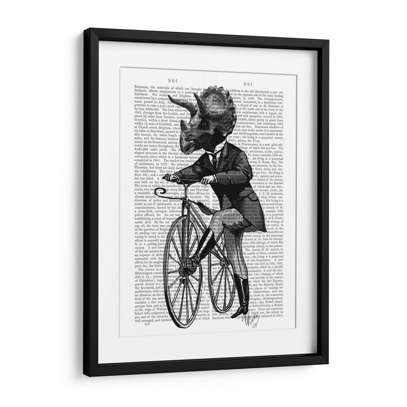 Triceratops Hombre En Bicicleta Dinosaurio - Fab Funky | Cuadro decorativo de Canvas Lab