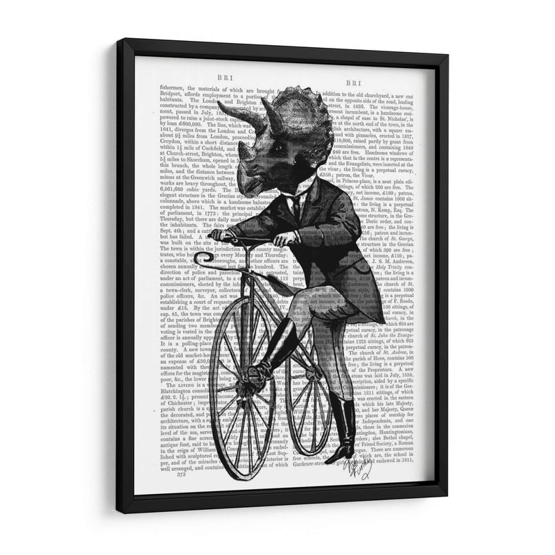 Triceratops Hombre En Bicicleta Dinosaurio - Fab Funky | Cuadro decorativo de Canvas Lab