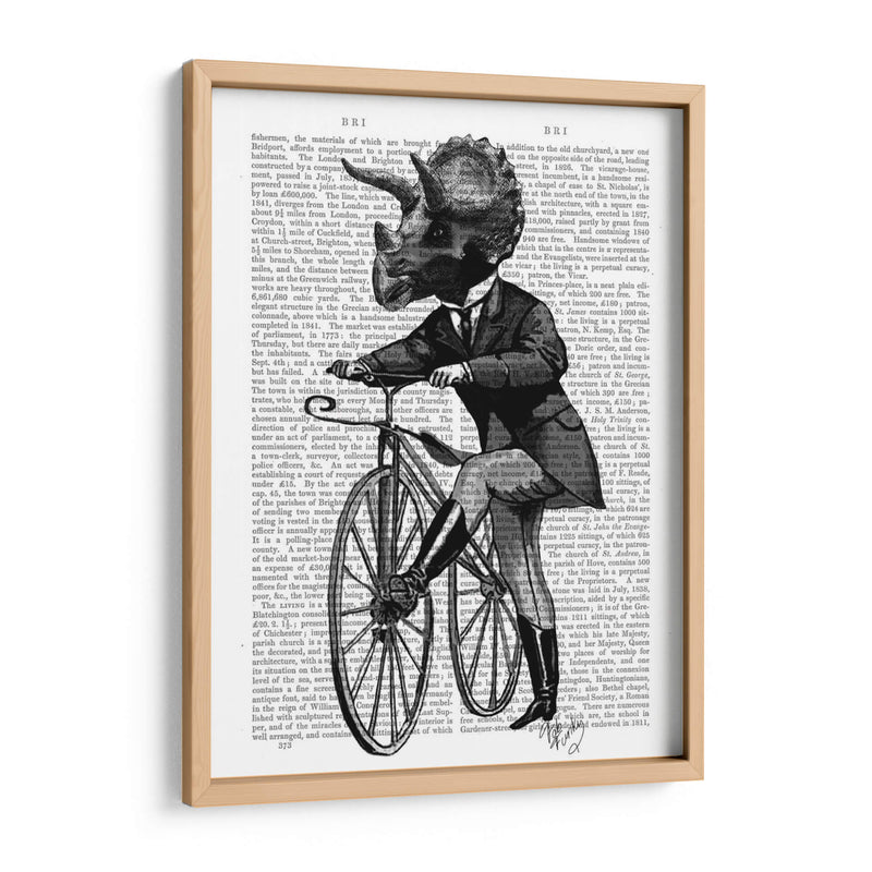 Triceratops Hombre En Bicicleta Dinosaurio - Fab Funky | Cuadro decorativo de Canvas Lab