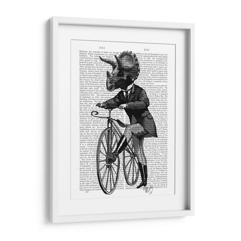 Triceratops Hombre En Bicicleta Dinosaurio - Fab Funky | Cuadro decorativo de Canvas Lab