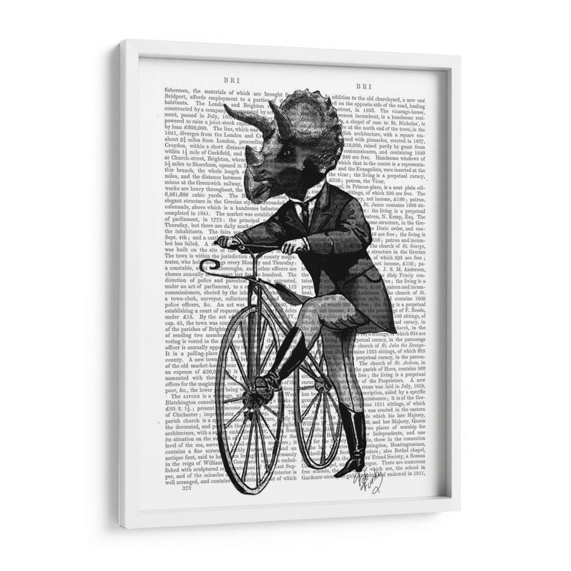 Triceratops Hombre En Bicicleta Dinosaurio - Fab Funky | Cuadro decorativo de Canvas Lab
