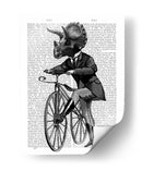Triceratops Hombre En Bicicleta Dinosaurio - Fab Funky | Cuadro decorativo de Canvas Lab