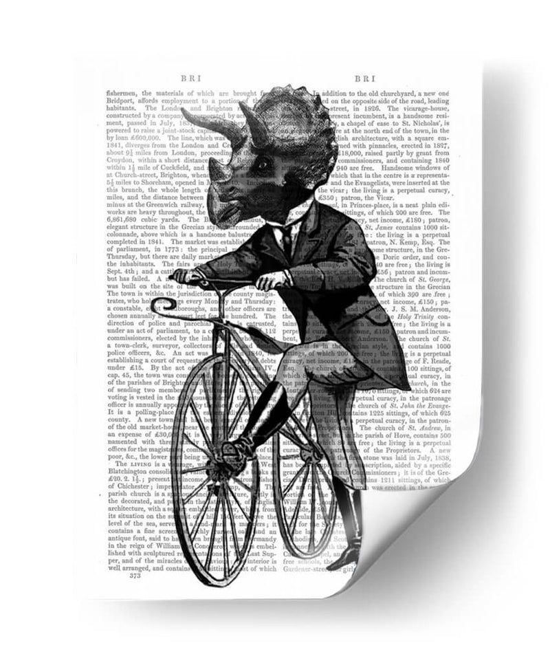 Triceratops Hombre En Bicicleta Dinosaurio - Fab Funky | Cuadro decorativo de Canvas Lab