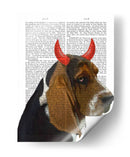 Basset Hound And Devil Horns - Fab Funky | Cuadro decorativo de Canvas Lab