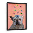 Bulldog Francés Blanco Y Mariposas - Fab Funky | Cuadro decorativo de Canvas Lab