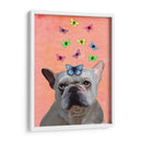 Bulldog Francés Blanco Y Mariposas - Fab Funky | Cuadro decorativo de Canvas Lab