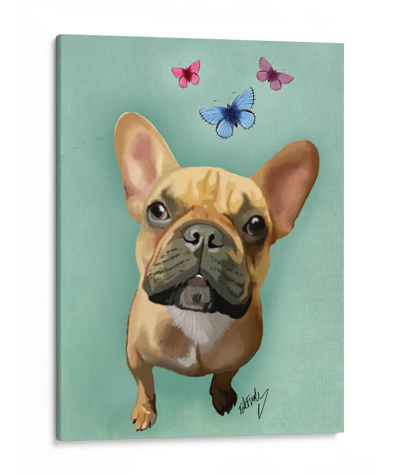 Bulldog Francés Brown Y Mariposas - Fab Funky | Cuadro decorativo de Canvas Lab