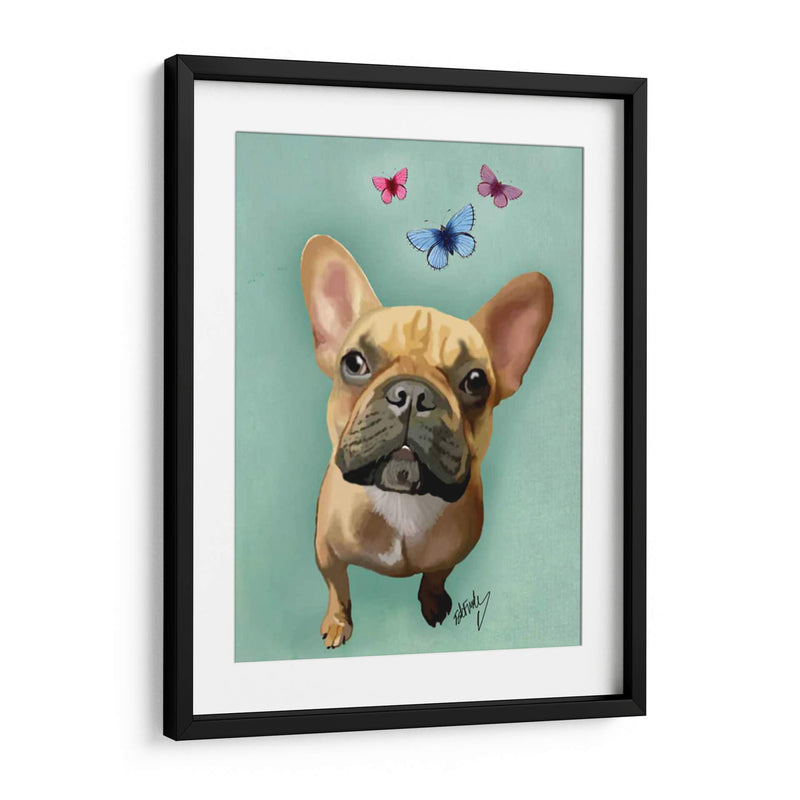 Bulldog Francés Brown Y Mariposas - Fab Funky | Cuadro decorativo de Canvas Lab