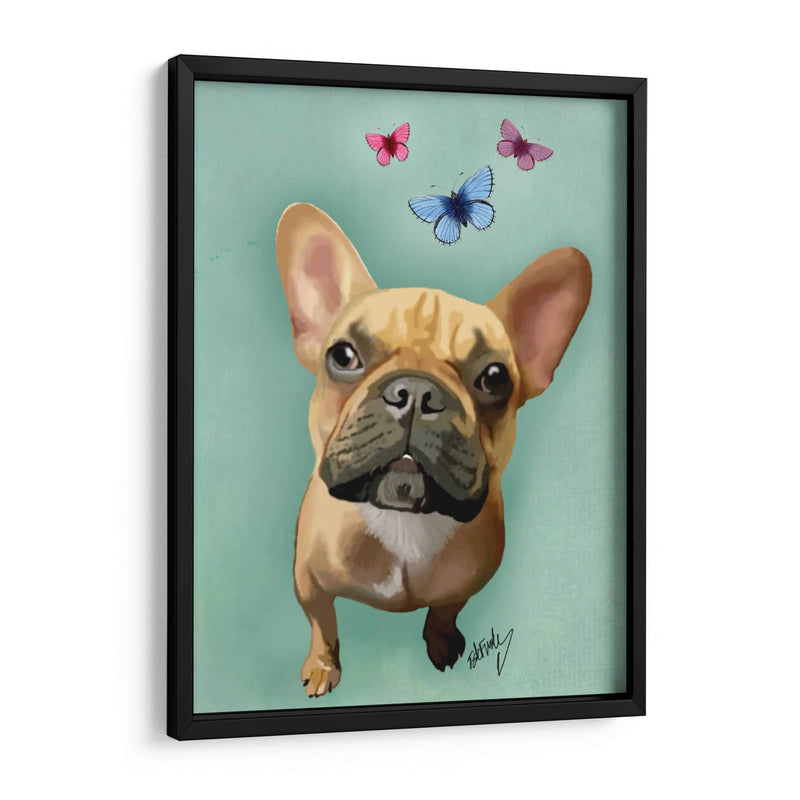 Bulldog Francés Brown Y Mariposas - Fab Funky | Cuadro decorativo de Canvas Lab