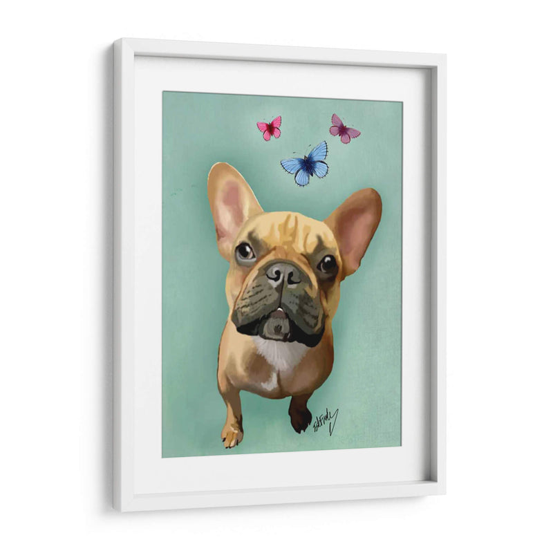 Bulldog Francés Brown Y Mariposas - Fab Funky | Cuadro decorativo de Canvas Lab