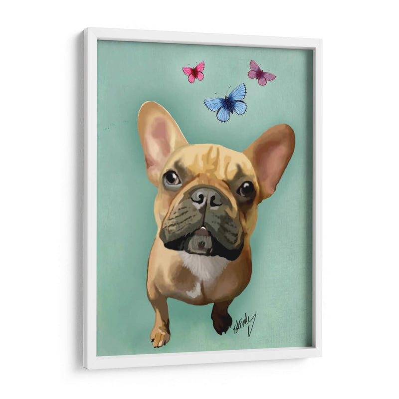 Bulldog Francés Brown Y Mariposas - Fab Funky | Cuadro decorativo de Canvas Lab