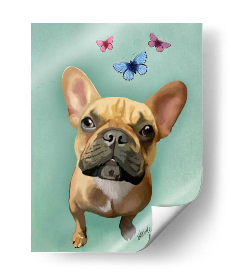 Bulldog Francés Brown Y Mariposas - Fab Funky | Cuadro decorativo de Canvas Lab