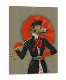 Elegante Galgo Y Paraguas Rojo. - Fab Funky | Cuadro decorativo de Canvas Lab