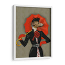 Elegante Galgo Y Paraguas Rojo. - Fab Funky | Cuadro decorativo de Canvas Lab