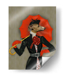 Elegante Galgo Y Paraguas Rojo. - Fab Funky | Cuadro decorativo de Canvas Lab