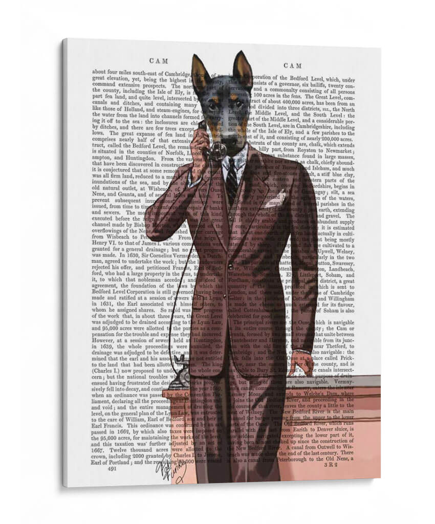 Doberman En El Teléfono - Fab Funky | Cuadro decorativo de Canvas Lab