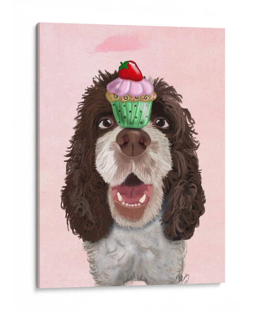 Springer Spaniel Con Cupcake - Fab Funky | Cuadro decorativo de Canvas Lab