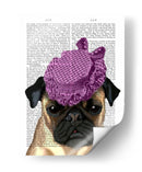 Pug Con Sombrero Púrpura Vintage - Fab Funky | Cuadro decorativo de Canvas Lab