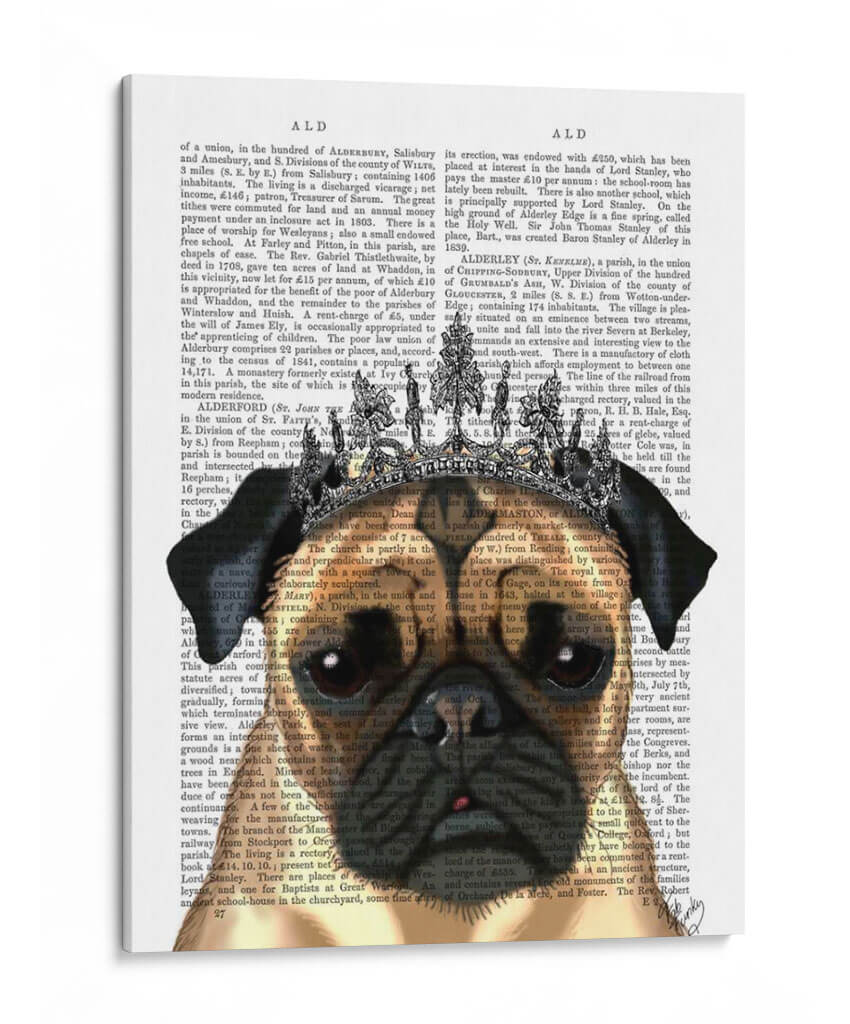 Pug Con Tiara - Fab Funky | Cuadro decorativo de Canvas Lab